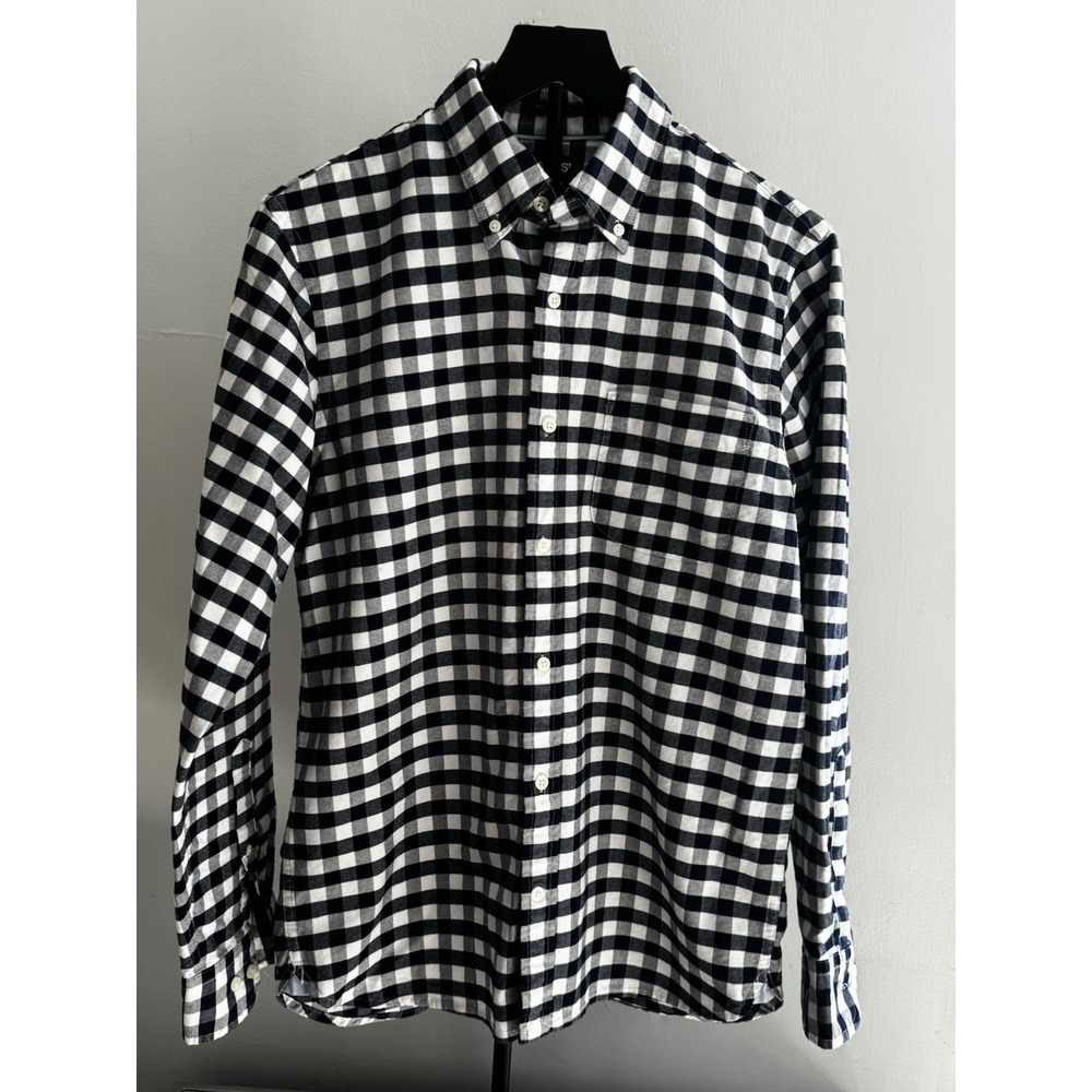 Lands End Oxford Shirt Mens S‎ Blue Gingham Button Down Cotton Casual